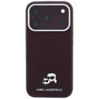 Karl Lagerfeld tekstūrinta Choupette galva metalinis MagSafe dėklas iPhone 18 Pro Max - bordo -- iPhone 18 Pro Max