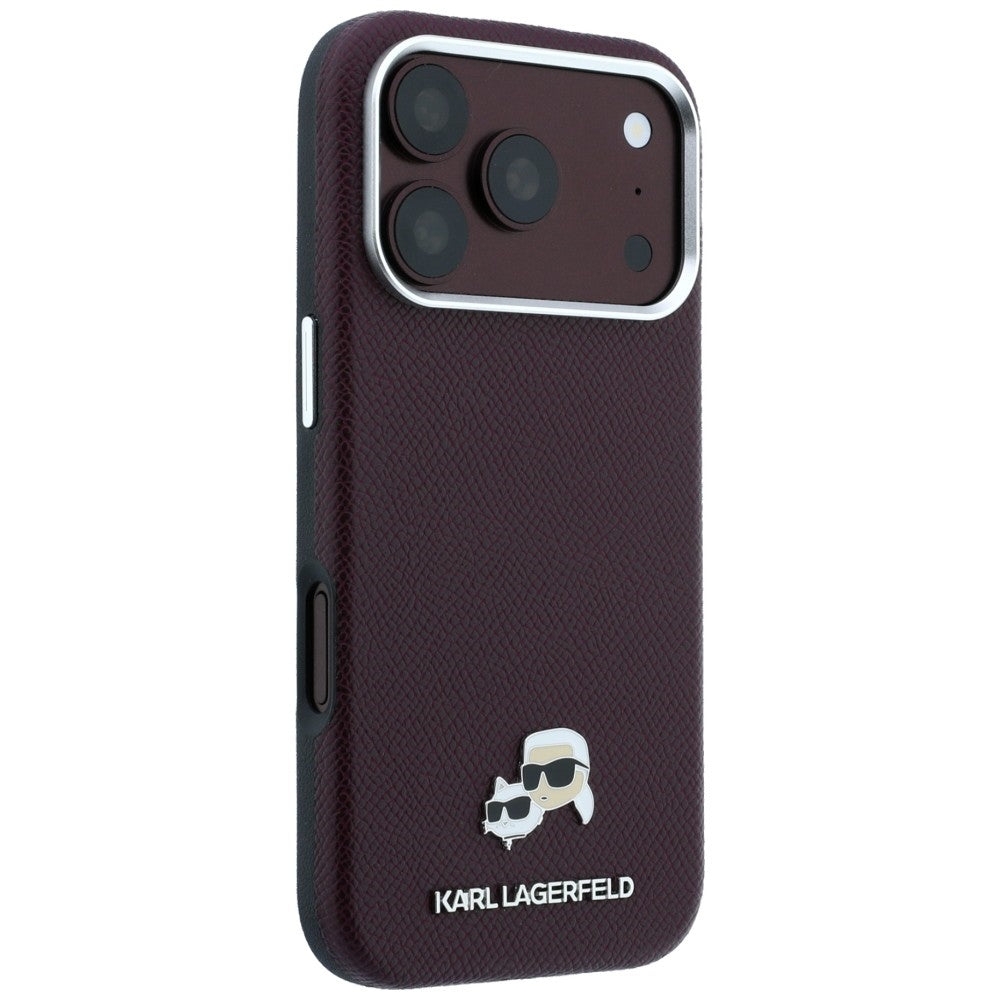 Karl Lagerfeld tekstūrinta Choupette galva metalinis MagSafe dėklas iPhone 18 Pro Max - bordo -- iPhone 18 Pro Max