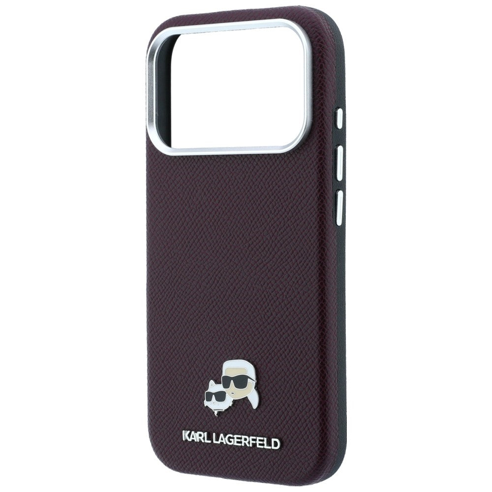 Karl Lagerfeld tekstūrinta Choupette galva metalinis MagSafe dėklas iPhone 18 Pro Max - bordo -- iPhone 18 Pro Max