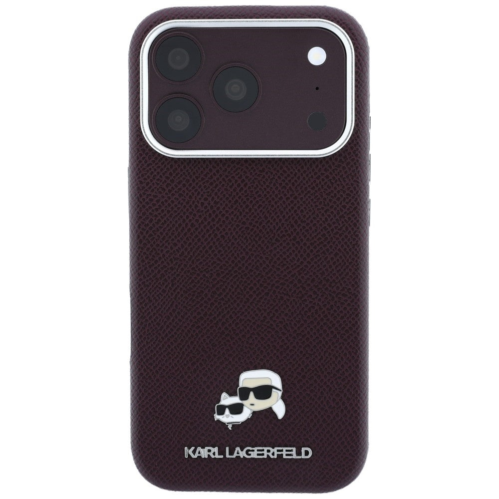Karl Lagerfeld tekstūrinta Choupette galva metalinis MagSafe dėklas iPhone 18 Pro Max - bordo -- iPhone 18 Pro Max