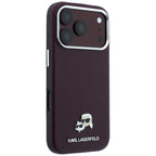 Karl Lagerfeld tekstūrinta Choupette galva metalinis MagSafe dėklas iPhone 18 Pro Max - bordo -- iPhone 18 Pro Max