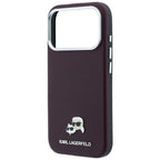 Karl Lagerfeld tekstūrinta Choupette galva metalinis MagSafe dėklas iPhone 18 Pro Max - bordo -- iPhone 18 Pro Max