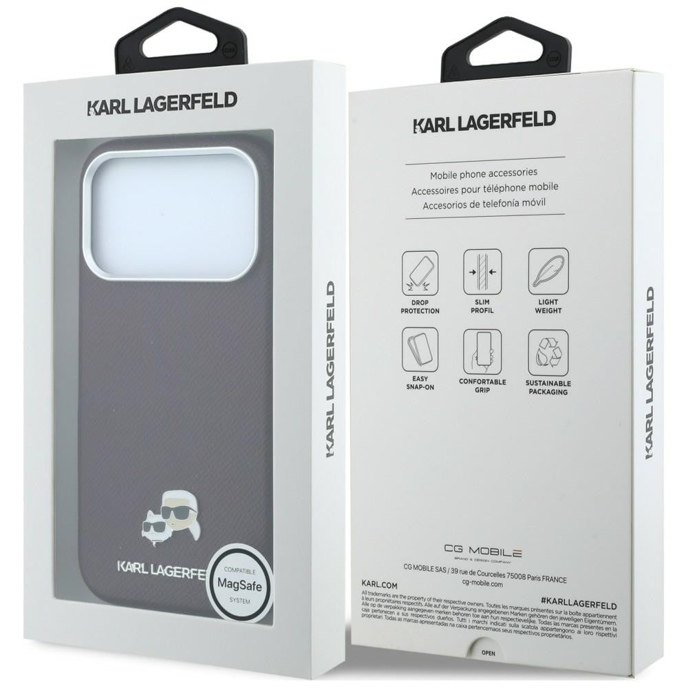 Karl Lagerfeld tekstūrinta Choupette galva metalinis MagSafe dėklas iPhone 18 Pro Max - bordo -- iPhone 18 Pro Max