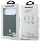 Dėklas iPhone 18 Pro Max / 17 Pro Max - Karl Lagerfeld Grained Karl Head Metal MagSafe, juodas -- iPhone 18 Pro Max /...