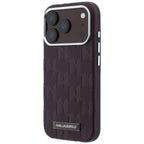 Karl Lagerfeld grūdinto monochrominio dervinės logotipo MagSafe dėklas iPhone 17 Pro / 18 Pro - Bordo -- iPhone 17 Pro /...