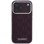 Karl Lagerfeld grūdinto monochrominio dervinės logotipo MagSafe dėklas iPhone 17 Pro / 18 Pro - Bordo -- iPhone 17 Pro /...