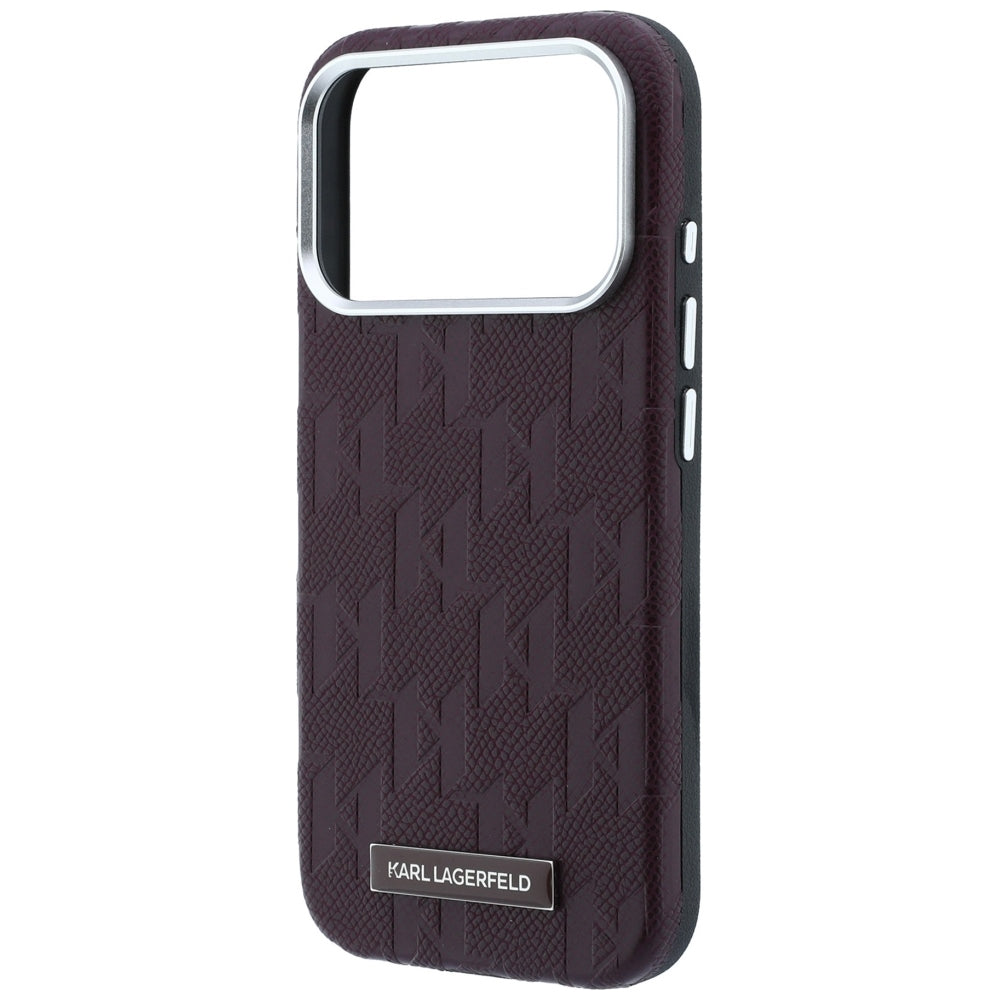 Karl Lagerfeld grūdinto monochrominio dervinės logotipo MagSafe dėklas iPhone 17 Pro / 18 Pro - Bordo -- iPhone 17 Pro /...