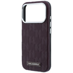 Karl Lagerfeld grūdinto monochrominio dervinės logotipo MagSafe dėklas iPhone 17 Pro / 18 Pro - Bordo -- iPhone 17 Pro /...