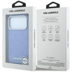 Karl Lagerfeld grūdinto monochrominio dervinės logotipo MagSafe dėklas iPhone 17 Pro / 18 Pro - Šviesiai mėlyna -- iPhone...