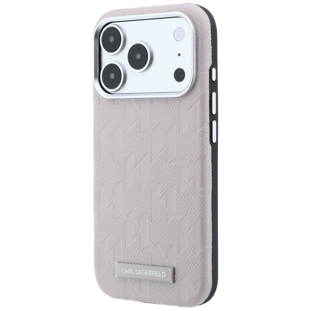 Karl Lagerfeld grūdinto monochrominio dervinės logotipo MagSafe dėklas iPhone 17 Pro / 18 Pro - Rožinė -- iPhone 17 Pro /...