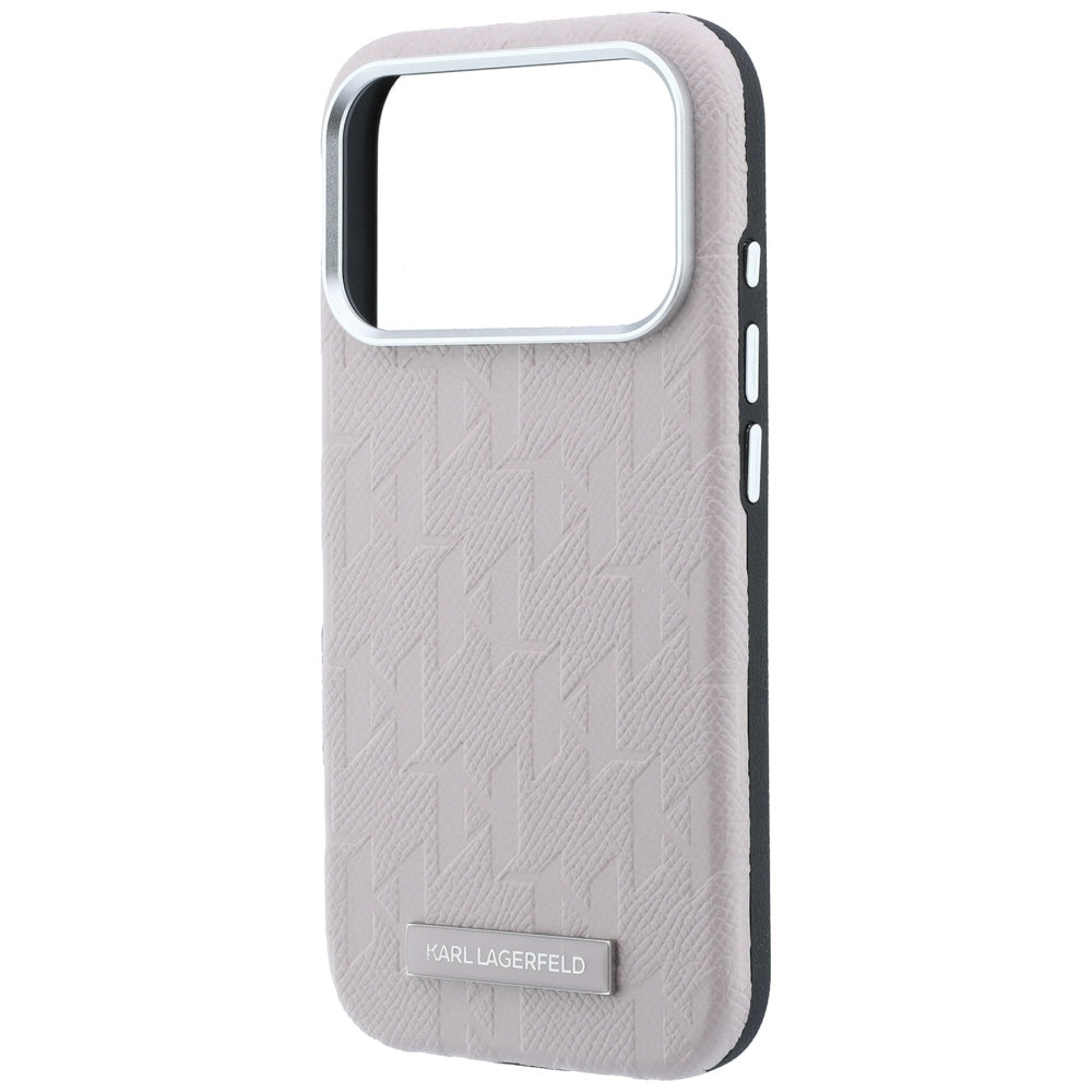 Karl Lagerfeld grūdinto monochrominio dervinės logotipo MagSafe dėklas iPhone 17 Pro / 18 Pro - Rožinė -- iPhone 17 Pro /...