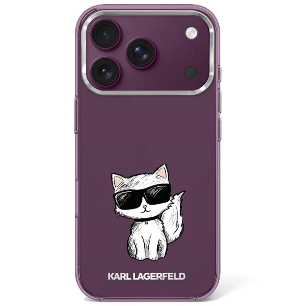 Karl Lagerfeld IML Choupette kūno eskizo spausdinys MagSafe dėklas iPhone 17 Pro / 18 Pro - bordo -- iPhone 17 Pro /...