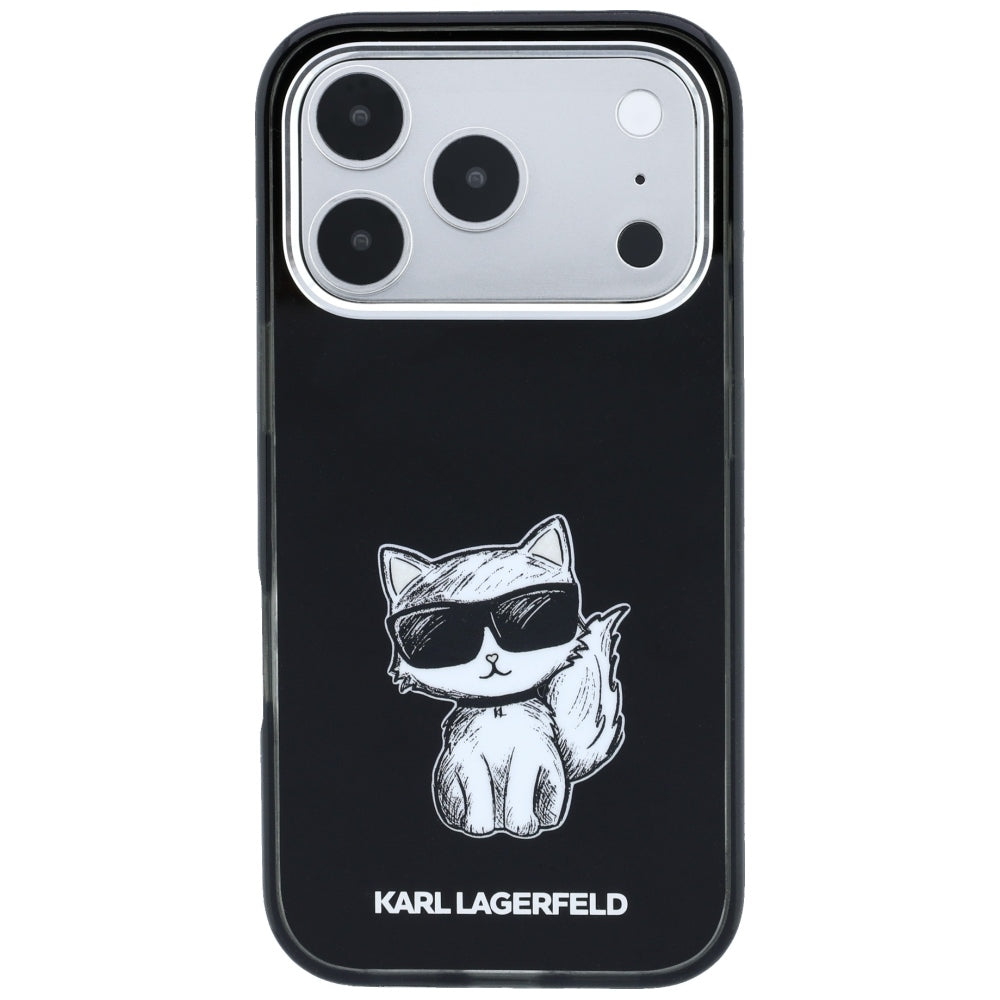 Karl Lagerfeld IML Choupette kūno eskizo spausdinys MagSafe dėklas iPhone 17 Pro / 18 Pro - juoda -- iPhone 17 Pro /...
