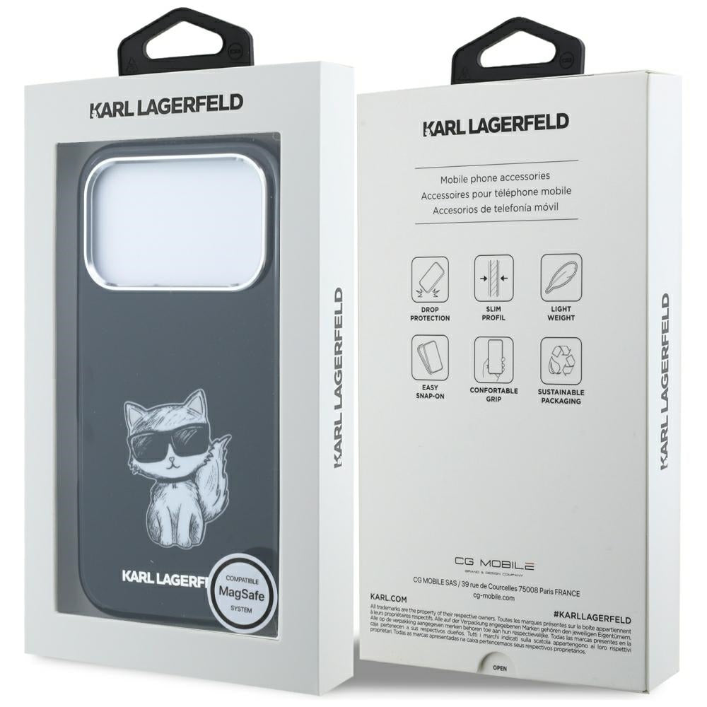 Karl Lagerfeld IML Choupette kūno eskizo spausdinys MagSafe dėklas iPhone 17 Pro / 18 Pro - juoda -- iPhone 17 Pro /...