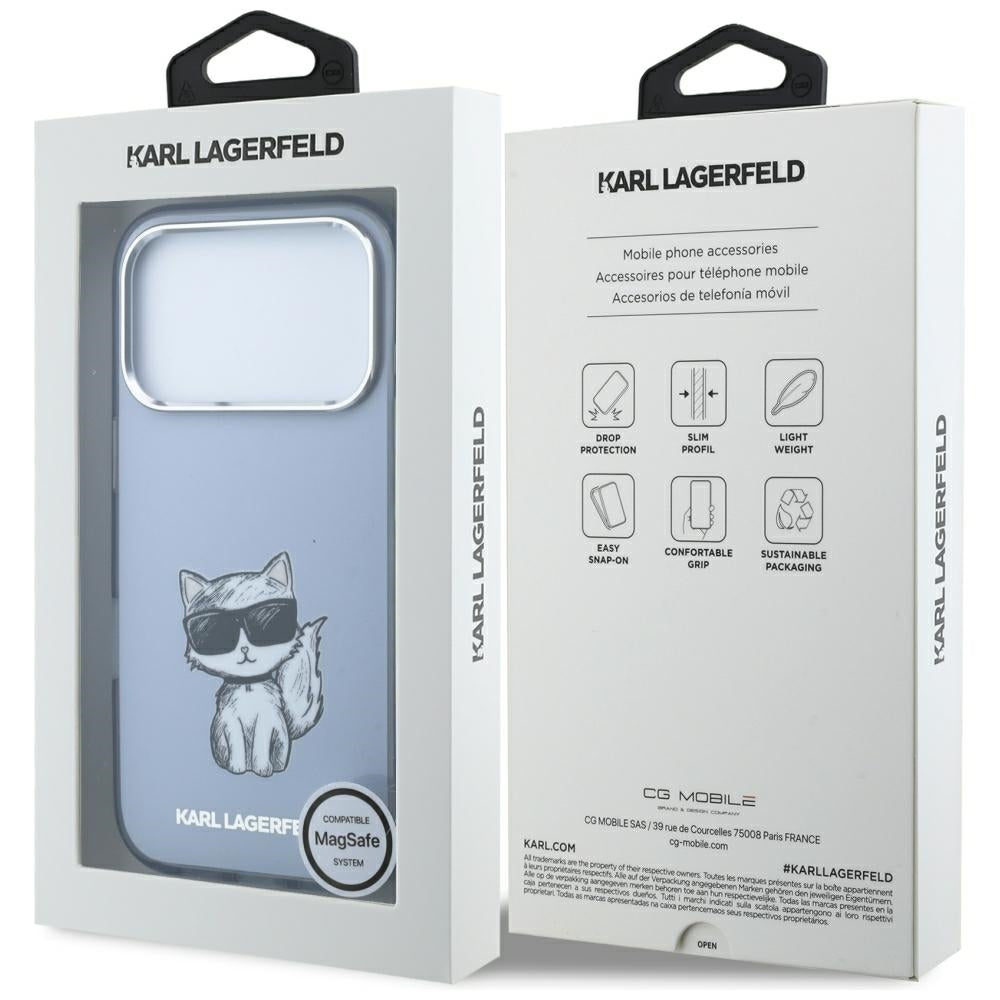 Karl Lagerfeld IML Choupette Body Sketch Print MagSafe dėklas iPhone 17 Pro / 18 Pro - Šviesiai rožinė -- iPhone 17 Pro /...