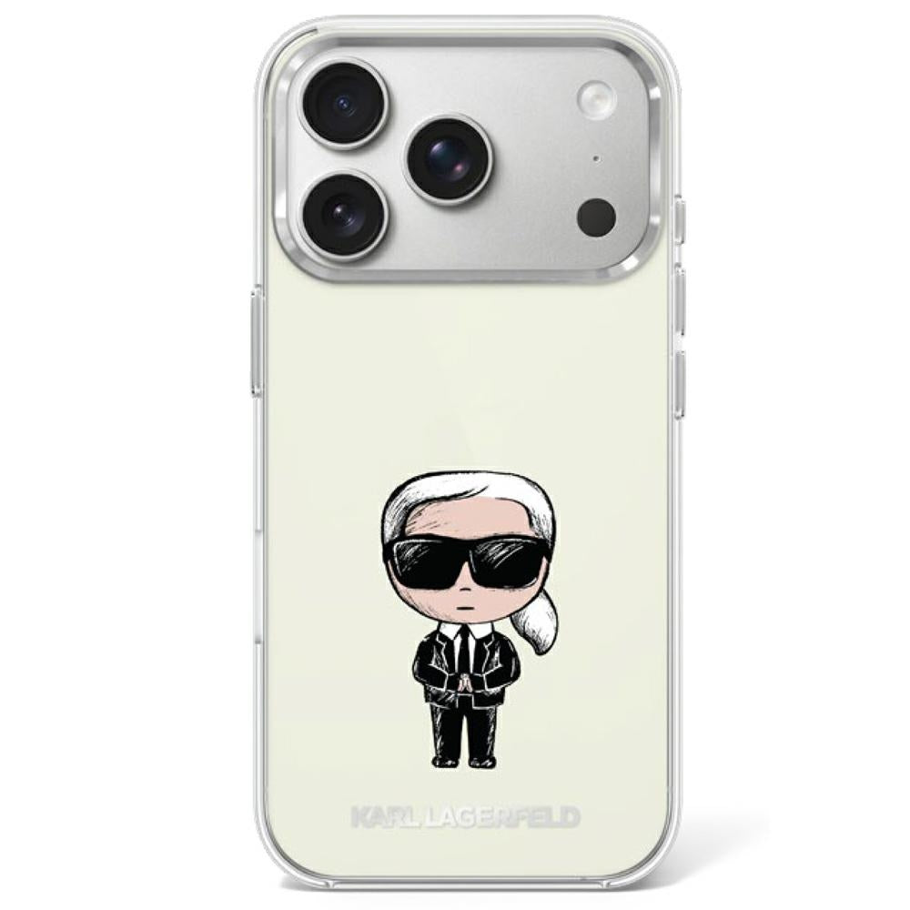 Karl Lagerfeld IML Ikonik Sketch Print MagSafe dėklas iPhone 17 Pro / 18 Pro - Béžas -- iPhone 17 Pro / iPhone 18 Pro