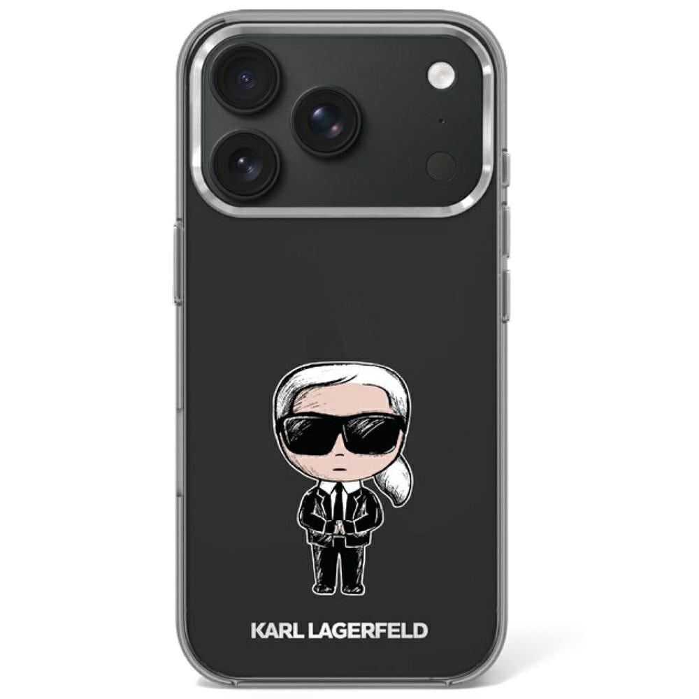 Karl Lagerfeld IML Ikonik Sketch Print MagSafe dėklas iPhone 17 Pro / 18 Pro - Juoda -- iPhone 17 Pro / iPhone 18 Pro