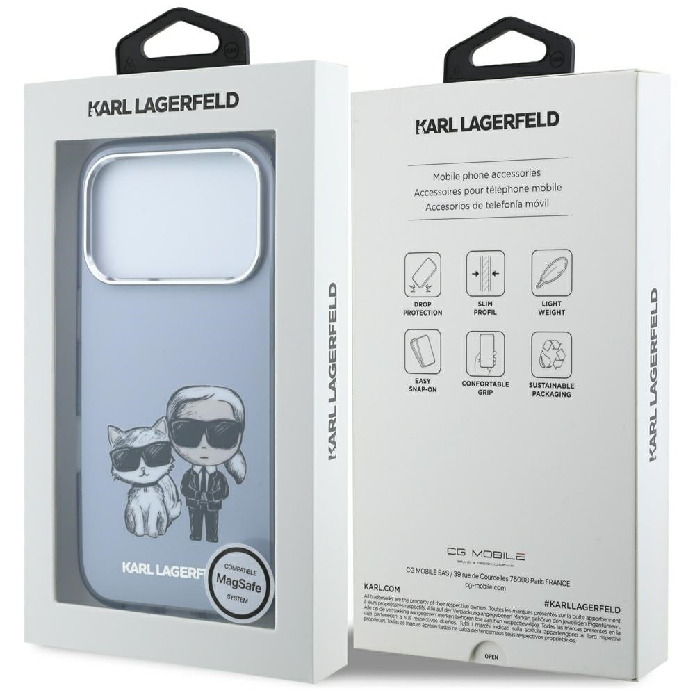 Karl Lagerfeld IML Karl&Choupette Bodies Sketch Print MagSafe dėklas iPhone 17 Pro / 18 Pro - šviesi mėlyna -- iPhone 17...