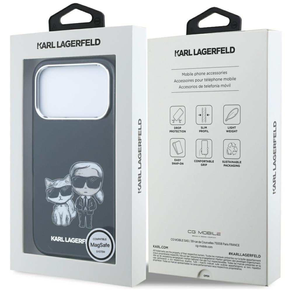 Karl Lagerfeld IML Karl&Choupette Bodies Sketch Print MagSafe dėklas iPhone 17 Pro Max / 18 Pro Max - juodas -- iPhone 17...