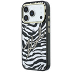 Karl Lagerfeld IML Signature Zebra Glitter MagSafe dėklas iPhone 17 Pro / 18 Pro - auksinė -- iPhone 17 Pro / iPhone 18 Pro