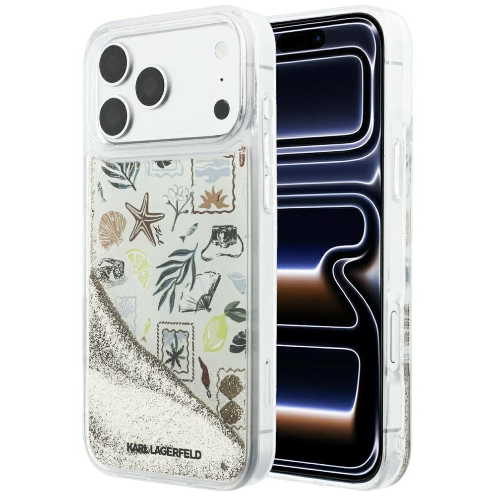 Karl Lagerfeld Liquid Glitter Beach & Sand dėklas iPhone 17 Pro Max / 18 Pro Max - Smėlio spalva -- iPhone 17 Pro Max /...