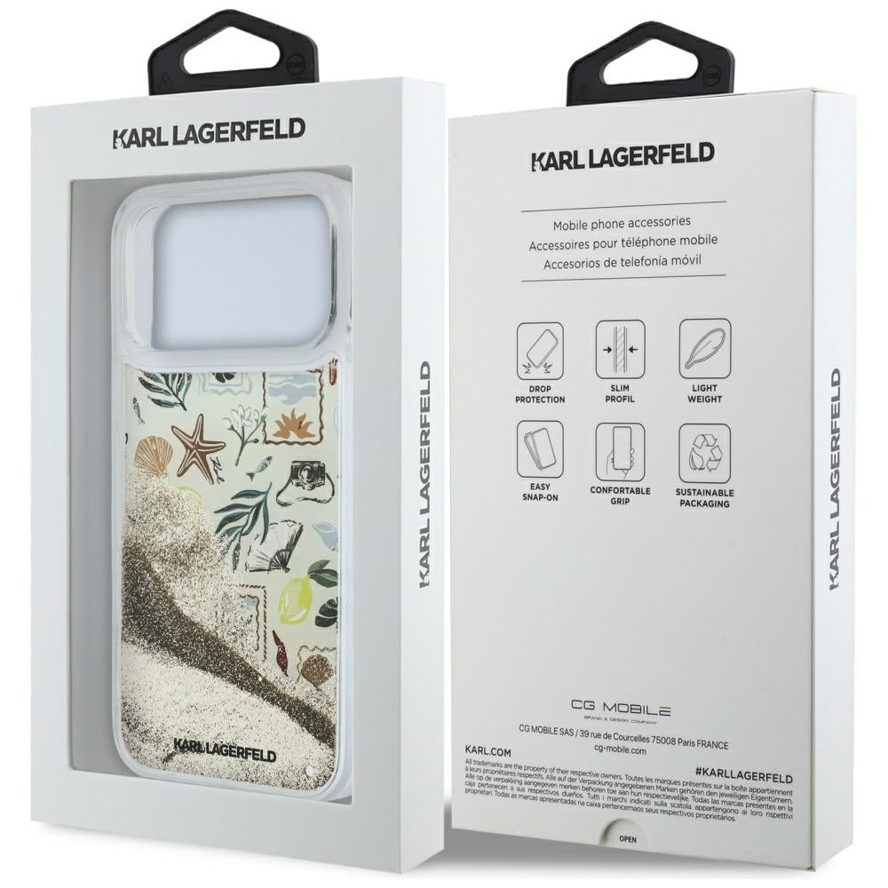 Karl Lagerfeld Liquid Glitter Beach & Sand dėklas iPhone 17 Pro Max / 18 Pro Max - Smėlio spalva -- iPhone 17 Pro Max /...