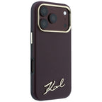 Karl Lagerfeld Saffiano Small Script Metal Logo MagSafe dėklas iPhone 17 Pro / 18 Pro - Burgundo -- iPhone 17 Pro /...