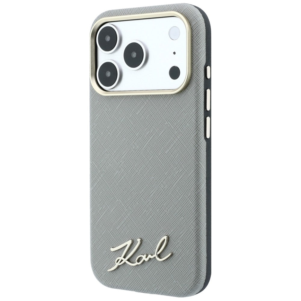 Dėklas Karl Lagerfeld Saffiano Small Script Metal Logo MagSafe, skirtas iPhone 17 Pro Max / 18 Pro Max - Smėlio spalvos...