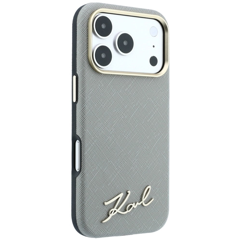 Dėklas Karl Lagerfeld Saffiano Small Script Metal Logo MagSafe, skirtas iPhone 17 Pro Max / 18 Pro Max - Smėlio spalvos...