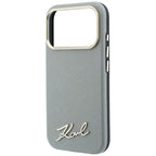 Dėklas Karl Lagerfeld Saffiano Small Script Metal Logo MagSafe, skirtas iPhone 17 Pro Max / 18 Pro Max - Smėlio spalvos...
