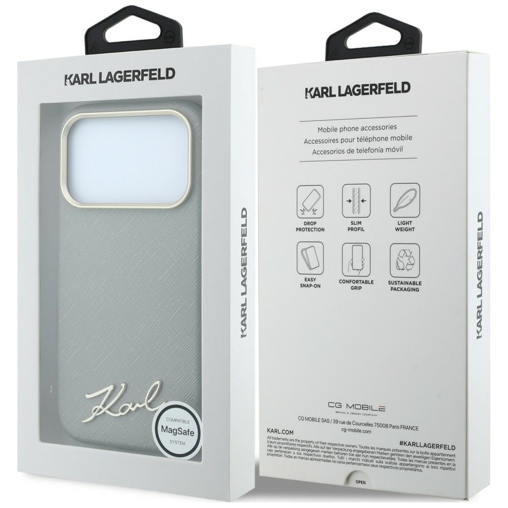 Dėklas Karl Lagerfeld Saffiano Small Script Metal Logo MagSafe, skirtas iPhone 17 Pro Max / 18 Pro Max - Smėlio spalvos...