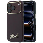 Karl Lagerfeld Saffiano Small Script Metal Logo MagSafe dėklas iPhone 17 Pro Max / 18 Pro Max - Burgundy -- iPhone 17 Pro...
