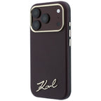 Karl Lagerfeld Saffiano Small Script Metal Logo MagSafe dėklas iPhone 17 Pro Max / 18 Pro Max - Burgundy -- iPhone 17 Pro...