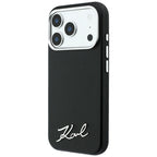 Karl Lagerfeld Saffiano Small Script Metal Logo MagSafe dėklas iPhone 17 Pro Max / 18 Pro Max - Black -- iPhone 17 Pro...