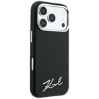 Karl Lagerfeld Saffiano Small Script Metal Logo MagSafe dėklas iPhone 17 Pro Max / 18 Pro Max - Black -- iPhone 17 Pro...