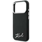 Karl Lagerfeld Saffiano Small Script Metal Logo MagSafe dėklas iPhone 17 Pro Max / 18 Pro Max - Black -- iPhone 17 Pro...
