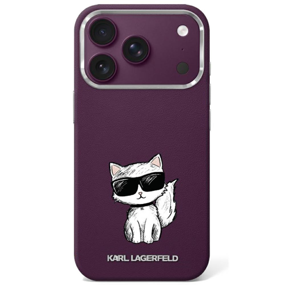 Karl Lagerfeld Smooth Choupette Sketch MagSafe dėklas iPhone 17 Pro / 18 Pro - burgundy -- iPhone 17 Pro / iPhone 18 Pro