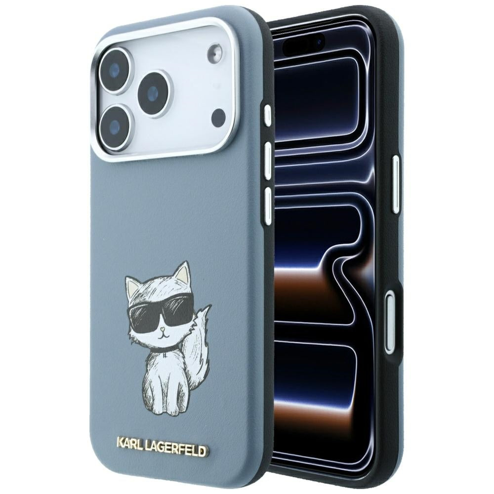 Karl Lagerfeld Smooth Choupette Sketch MagSafe dėklas iPhone 18 Pro / 17 Pro - šviesi mėlyna -- iPhone 17 Pro / iPhone 18 Pro