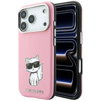 Karl Lagerfeld Smooth Choupette Sketch MagSafe dėklas iPhone 18 Pro / 17 Pro - rožinė -- iPhone 17 Pro / iPhone 18 Pro