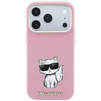 Karl Lagerfeld Smooth Choupette Sketch MagSafe dėklas iPhone 18 Pro / 17 Pro - rožinė -- iPhone 17 Pro / iPhone 18 Pro