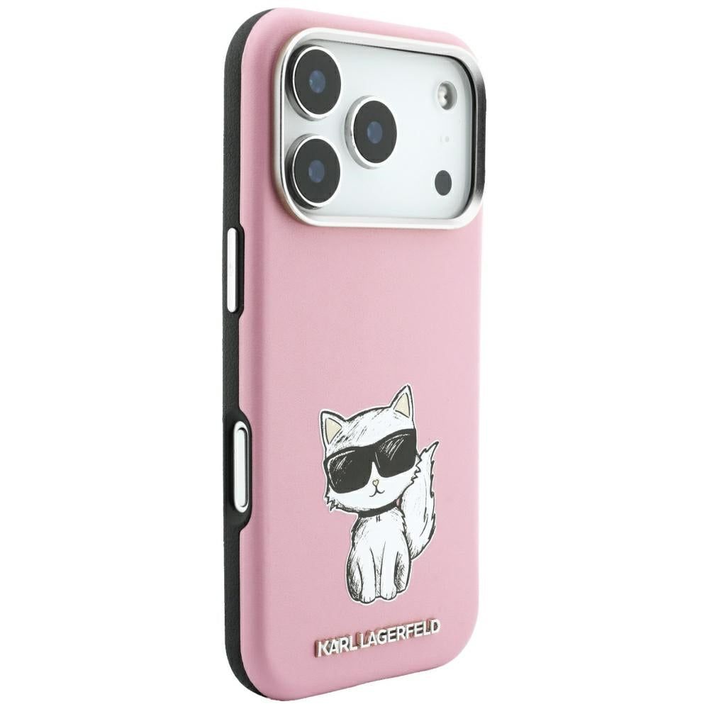 Karl Lagerfeld Smooth Choupette Sketch MagSafe dėklas iPhone 18 Pro / 17 Pro - rožinė -- iPhone 17 Pro / iPhone 18 Pro