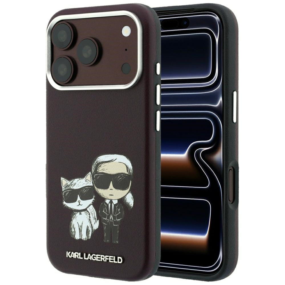 Karl Lagerfeld Smooth Karl & Choupette Bodies Sketch MagSafe dėklas iPhone 18 Pro / 17 Pro - granatas -- iPhone 17 Pro /...
