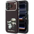 Karl Lagerfeld Smooth Karl & Choupette Bodies Sketch MagSafe dėklas iPhone 18 Pro / 17 Pro - granatas -- iPhone 17 Pro /...