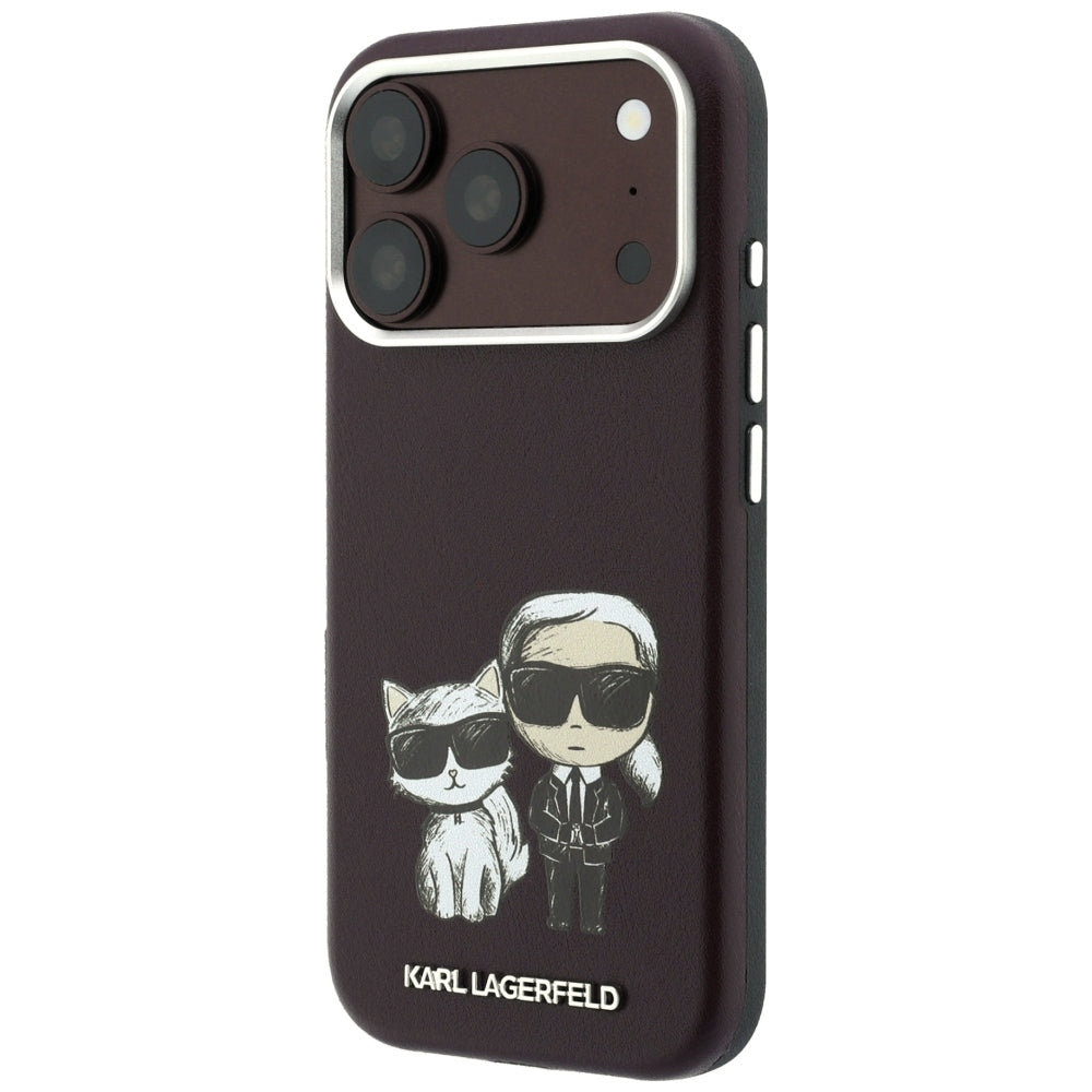 Karl Lagerfeld Smooth Karl & Choupette Bodies Sketch MagSafe dėklas iPhone 18 Pro / 17 Pro - granatas -- iPhone 17 Pro /...