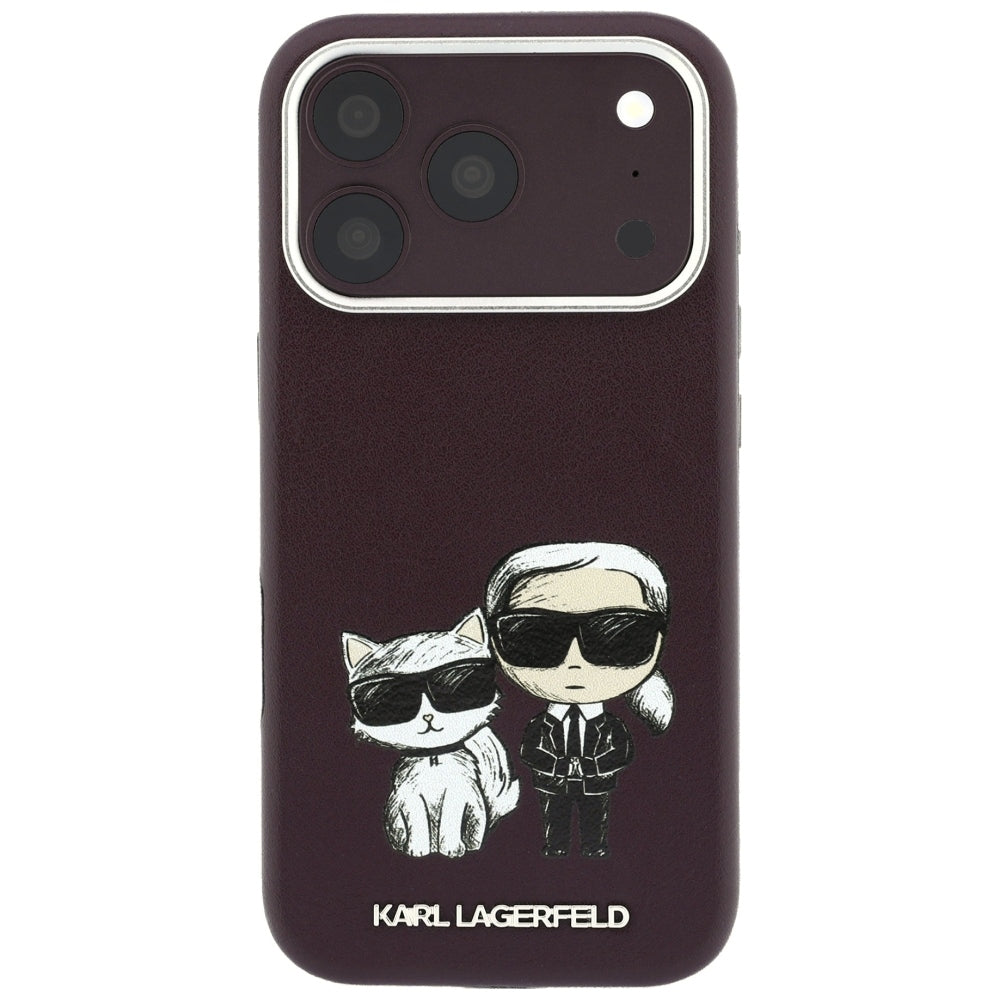 Karl Lagerfeld Smooth Karl & Choupette Bodies Sketch MagSafe dėklas iPhone 18 Pro / 17 Pro - granatas -- iPhone 17 Pro /...