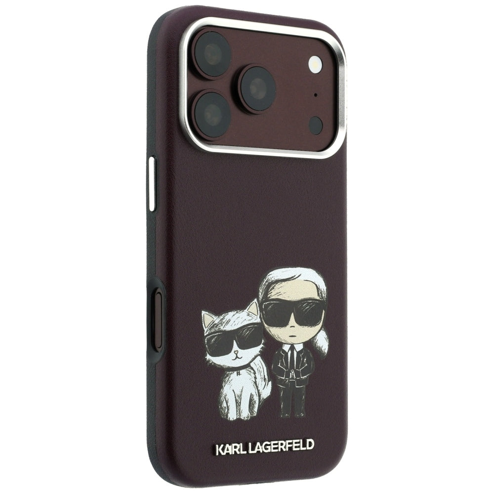 Karl Lagerfeld Smooth Karl & Choupette Bodies Sketch MagSafe dėklas iPhone 18 Pro / 17 Pro - granatas -- iPhone 17 Pro /...