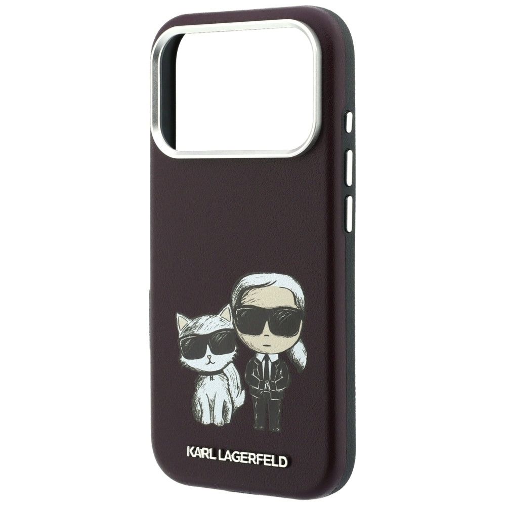 Karl Lagerfeld Smooth Karl & Choupette Bodies Sketch MagSafe dėklas iPhone 18 Pro / 17 Pro - granatas -- iPhone 17 Pro /...