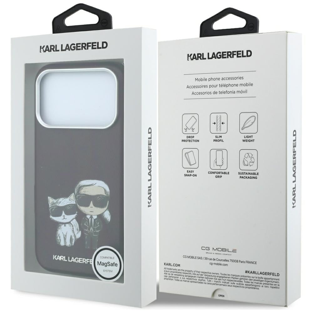 Karl Lagerfeld Smooth Karl & Choupette Bodies Sketch MagSafe dėklas iPhone 18 Pro / 17 Pro - granatas -- iPhone 17 Pro /...