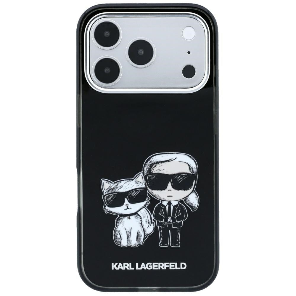 Karl Lagerfeld Smooth Karl & Choupette Bodies Sketch MagSafe dėklas iPhone 18 Pro / 17 Pro - Juodas -- iPhone 17 Pro /...