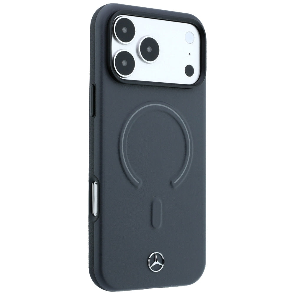 Mercedes Leather 3D MagSafe dėklas iPhone 18 Pro / 17 Pro - Antracinė -- iPhone 17 Pro / iPhone 18 Pro
